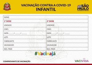 Estado de SP prepara 4,5 milhões de carteirinhas para vacinação contra a covid para crianças