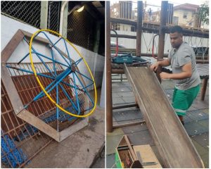 Santos recupera brinquedos de playground no Embaré após vandalismo