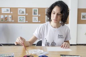 Exposição de aquarelas retrata cenas do cotidiano do Centro Histórico de Santos