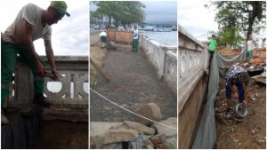 Calçadão na Ponta da Praia em Santos recebe obras após fortes ressacas