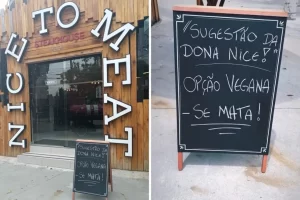 Churrascaria ofende veganos com placa, “Opção para veganos: Se mata”