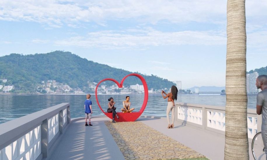 Orla de São Vicente ganhará escultura para "apaixonados" pela cidade