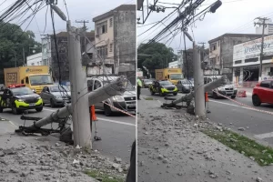 Caminhão causa estragos no Centro de Santos