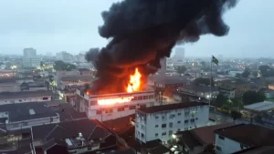 Incêndio atinge concessionária em São Vicente