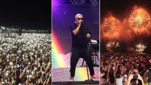 Jota Quest faz show para 100 mil pessoas no aniversário de Santos