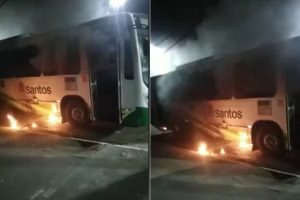 Ônibus são incendiados em Santos