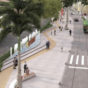 Fonte interativa começa a ser construída no Centro Histórico de Santos