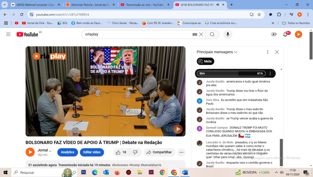 Bolsonaro faz vídeo de apoio a Trump