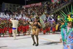 Rainha de bateria da Império da Vila brilha como abelha rainha