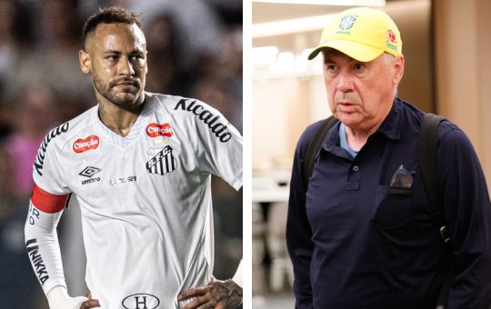 Neymar: Raul Baretta/ Santos FC ; Ancelotti: Rafael Ribeiro/CBF