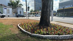 Área ociosa na entrada de Santos ganha cores e jardim
