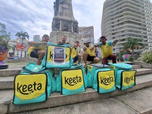 Entregadores do aplicativo Keeta fazem protesto neste sábado
