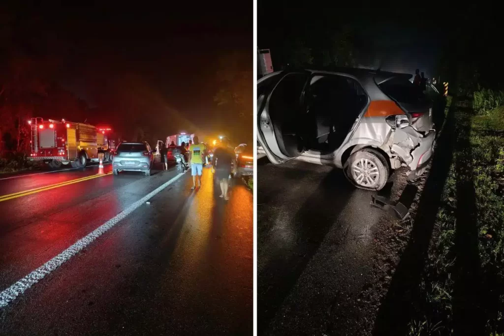 Moto pega fogo após acidente na Rio-Santos
