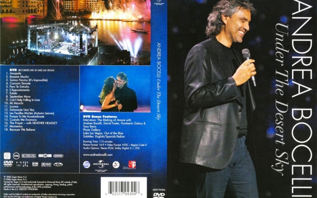 DVD Andrea Bocelli – Under the desert sky | Jornal da Orla