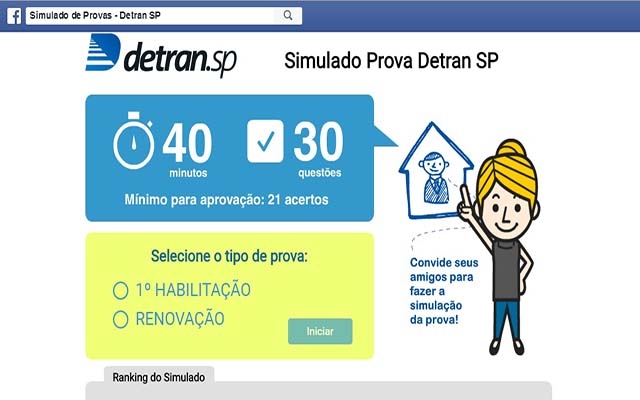 Detran oferece simulado de prova teórica para tirar CNH no Facebook