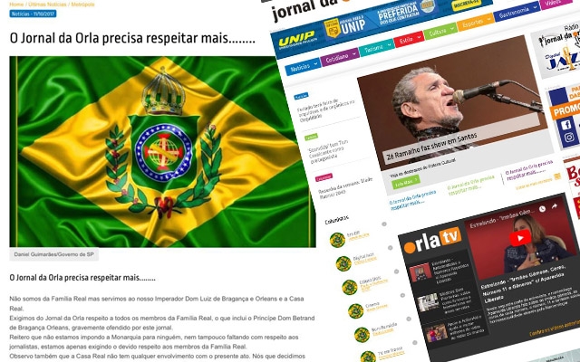 Monarquistas intolerantes invadem site do Jornal da Orla | Jornal da Orla