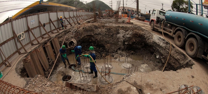 Entrada de Santos: obras do viaduto estão avançadas