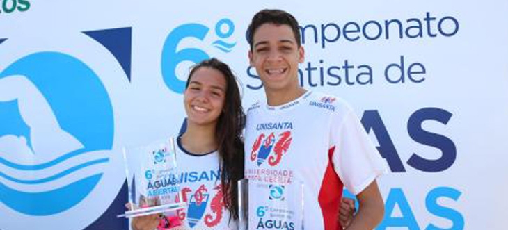 Gabriel Silveira e Julia Pereira vencem na abertura do Santista de Águas Abertas