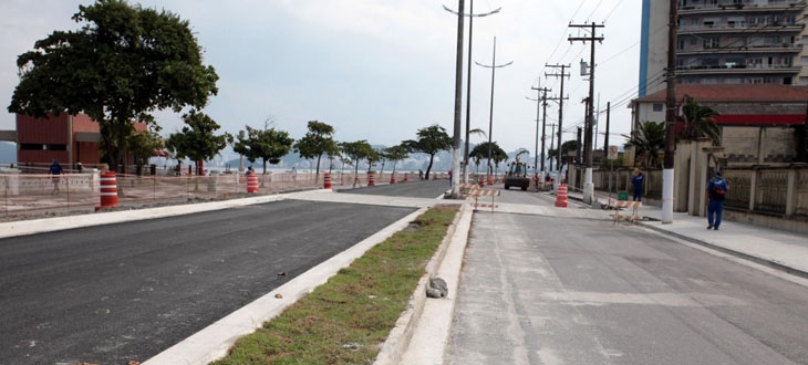 Obra na orla de Santos terá trecho com pistas concluídas nesta semana