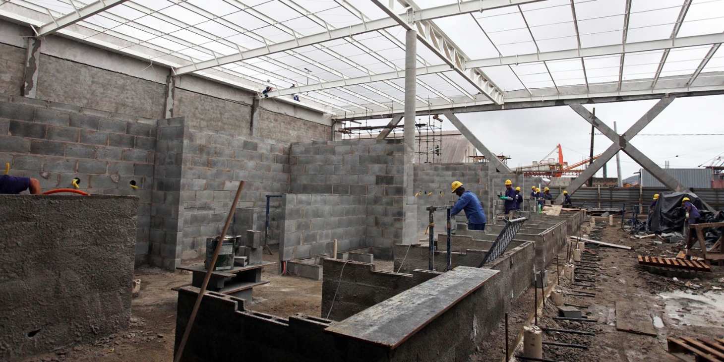 Obra do novo Mercado de Peixes de Santos já tem boxes e mezanino