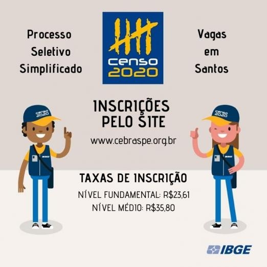 IBGE abre mais de 450 vagas temporárias em Santos para Censo 2020