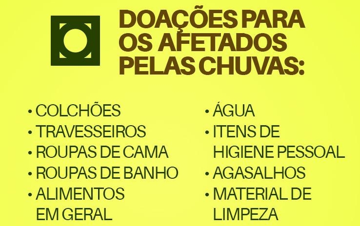 Prefeitura divulga locais de doação para atingidos pelas chuvas