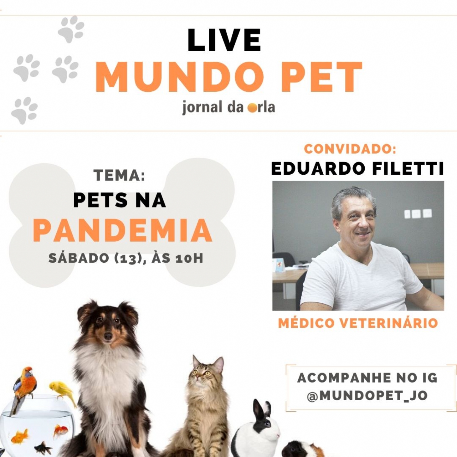 Coluna Mundo Pet lança lives no Instagram | Jornal da Orla
