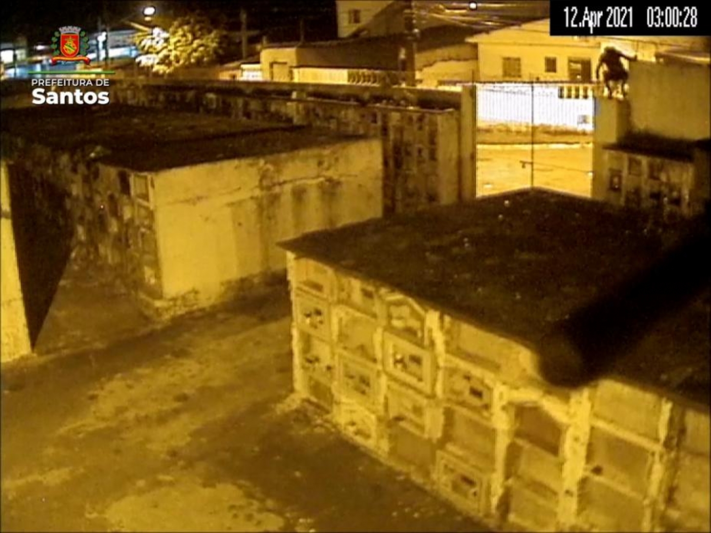 Câmeras de Santos impedem furto de bronze no cemitério