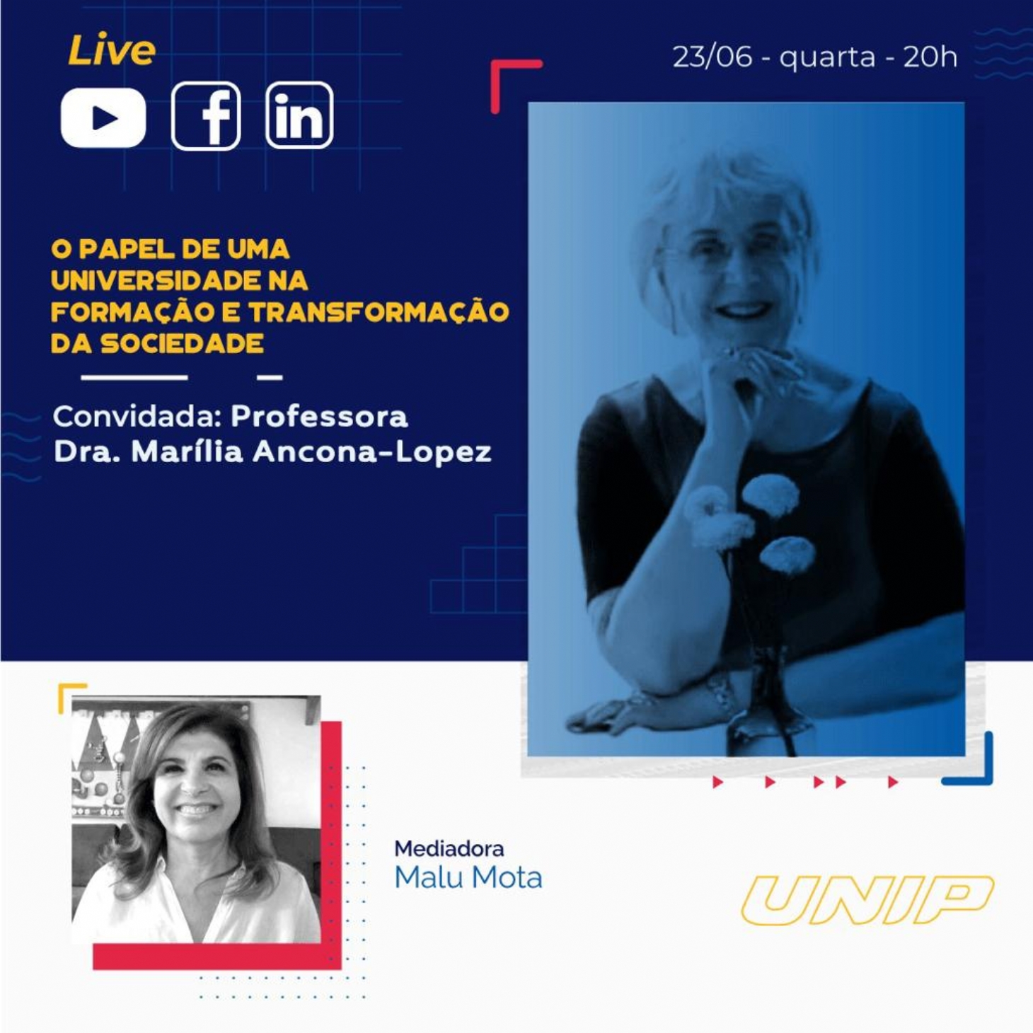 O papel da universidade na formação da sociedade é tema de live na Unip
