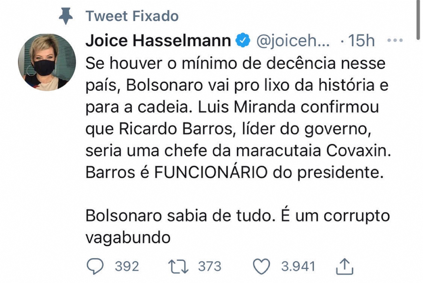 Joice ataca Bolsonaro: chr34 É um corrupto vagabundochr34