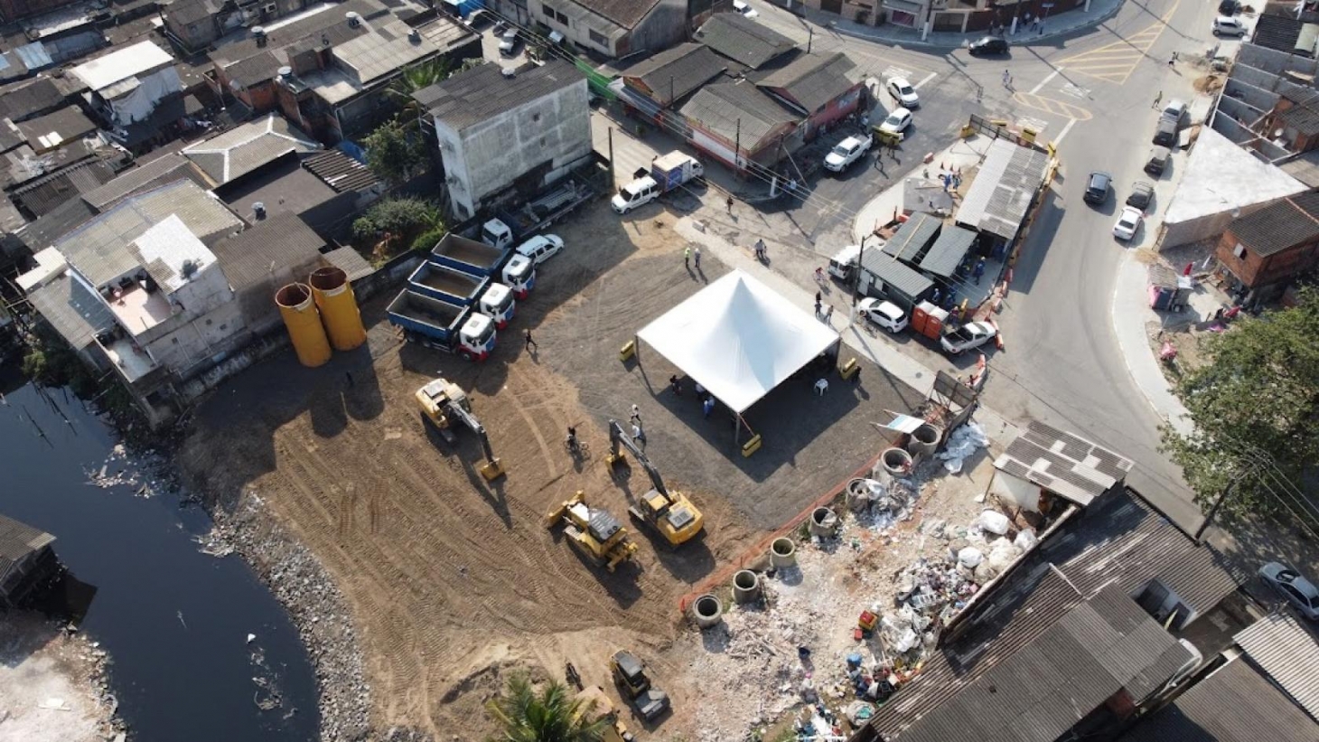 Começa a construção de estação contra enchentes na Zona Noroeste de Santos
